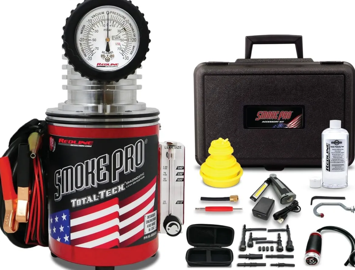 Redline Detection Smoke Pro Total-Tech Kit Low Pressure Automotive Smoke Machine for Diagnosing EVAP, Wind, Water, Cooling Systems, Intake and Exhaust Leaks (95-0050)