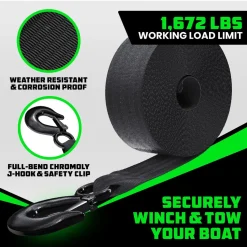 Rhino USA 2" X 20' Boat Winch Strap With Hook (RNO-WNCH-STRP)