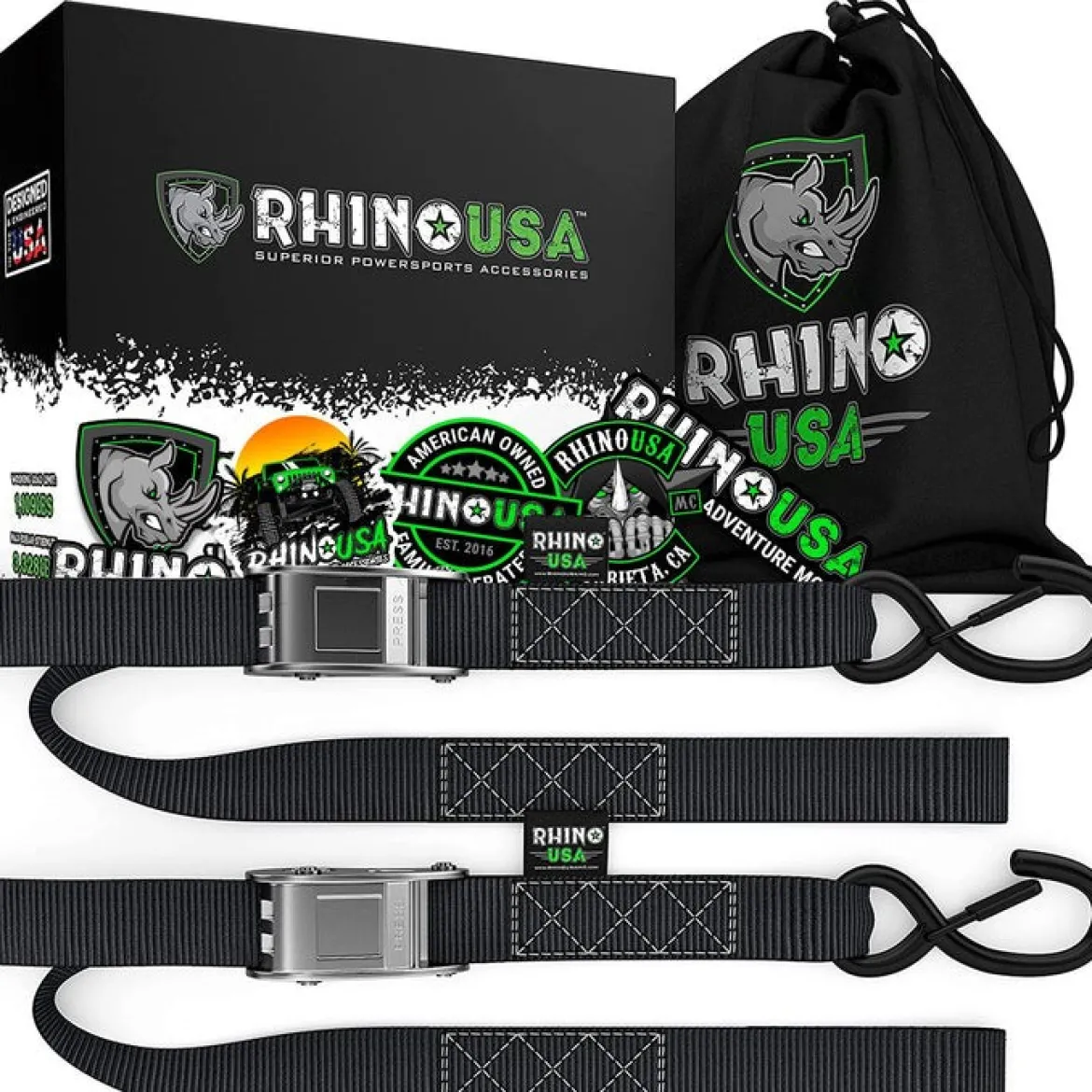 Rhino USA 1.5" X 8' Cambuckle Motorcycle Tiedown Straps 2-Pack (RNO-CAMSOFT)