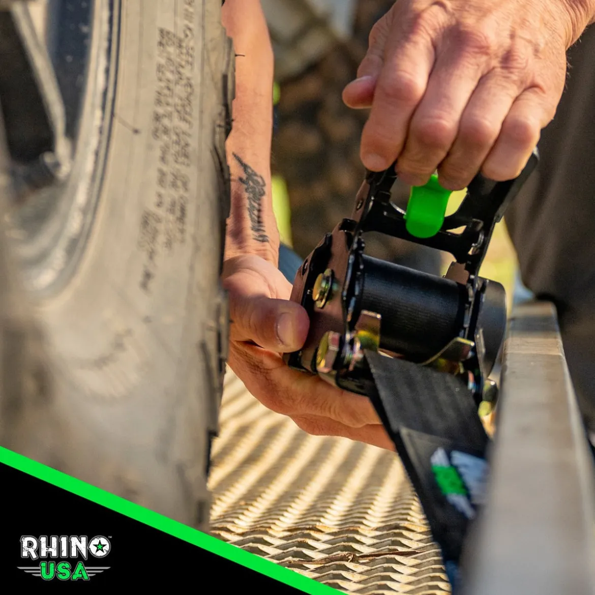 Rhino USA Retractable Ratchet Straps (2pk 2inx10ft) (Black) (RETRACTABLE-2X10-2PK)