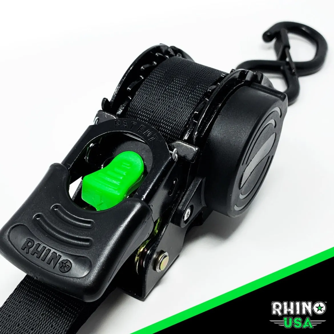 Rhino USA Retractable Ratchet Straps (4pk 1inx10ft) (Black) (RETRACTABLE-1X10-4PK)