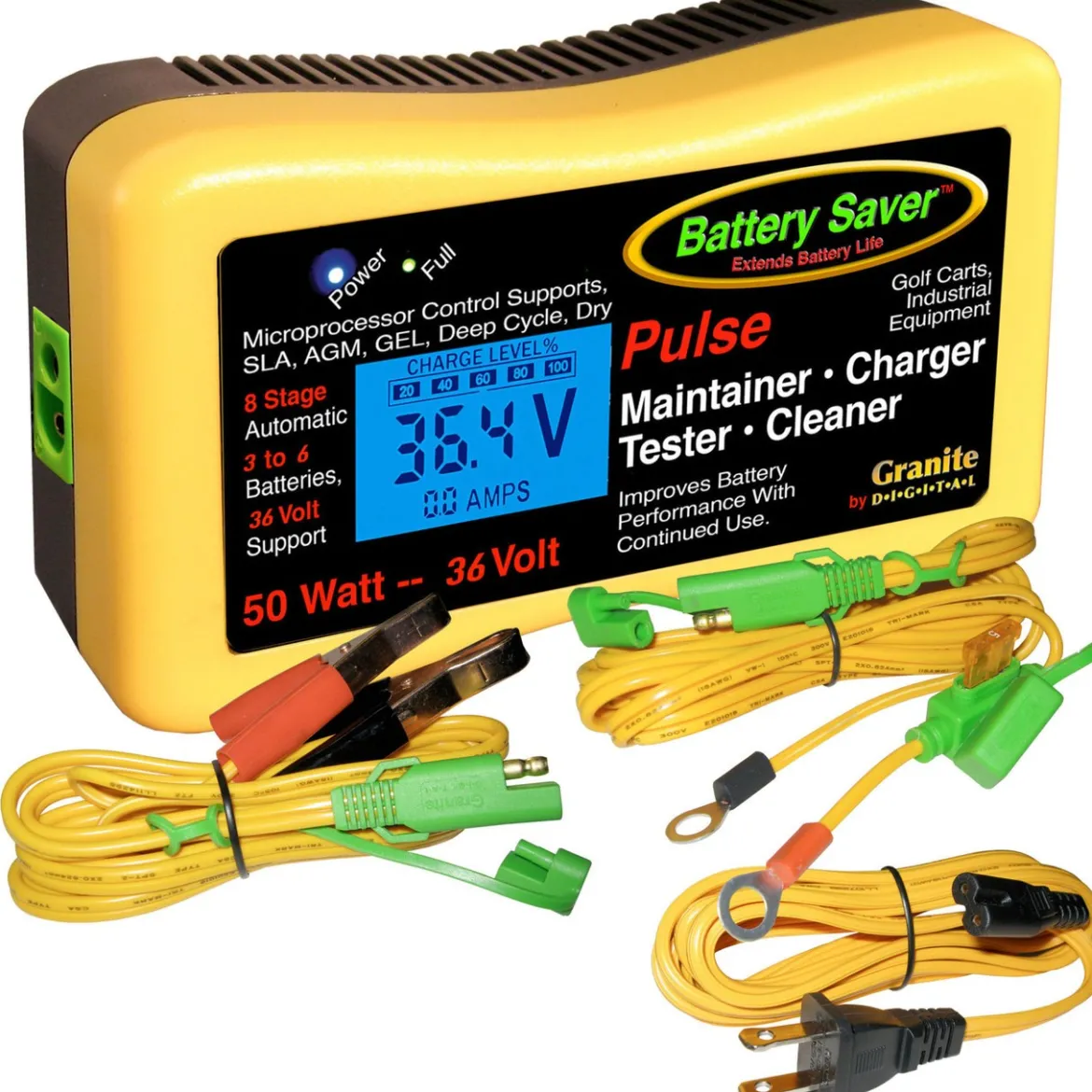 Save A Battery 2365-36-LCD 36v 50 W (1.39A) Maintainer, Pulse Cleaner & Tester