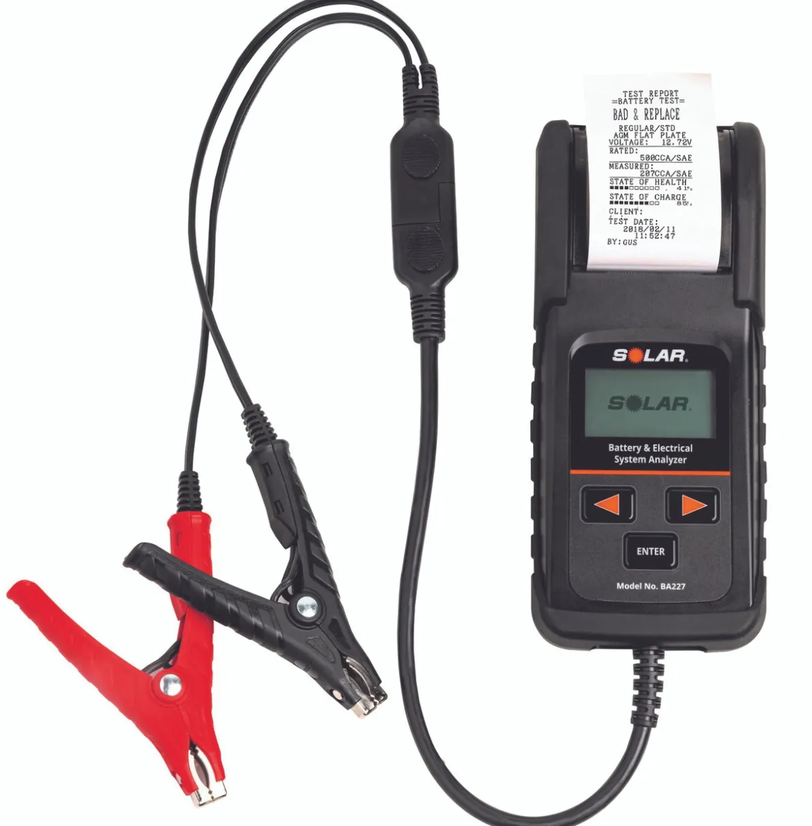 Solar BA227 12 Volt Digital Battery and System Tester with Integrated Printer