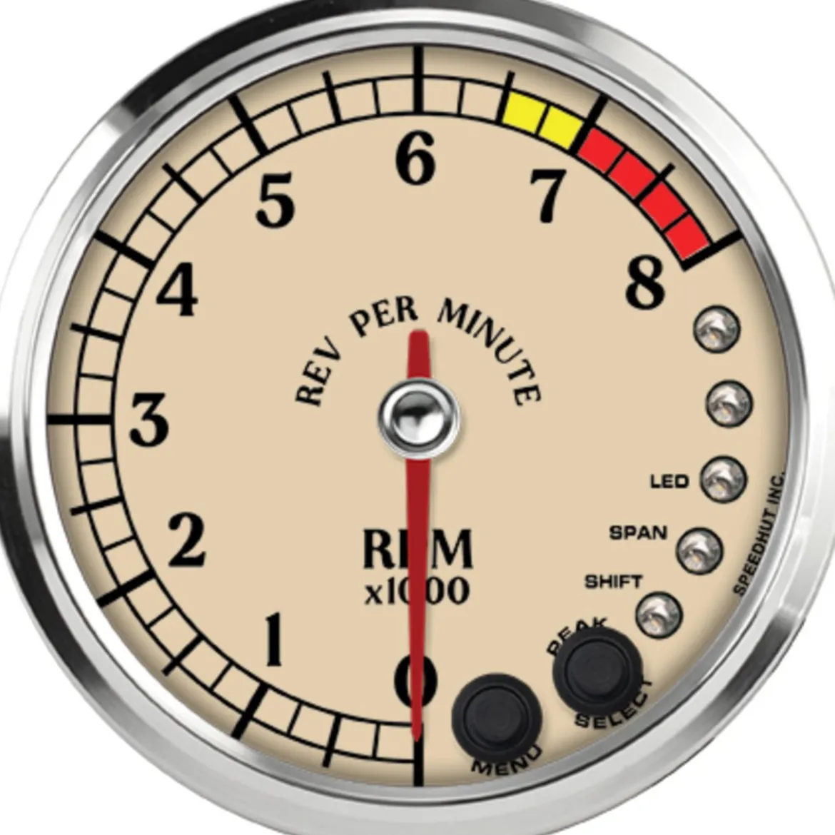 Speedhut 4" Antique Series 8K RPM Shift-light Tachometer (R4-TC3-ATQ)