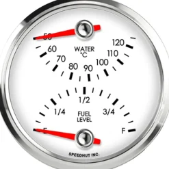 Speedhut 3-3/8" Cels Water Temp / Fuel Level (top/bot) (L3-DG8-LEG)