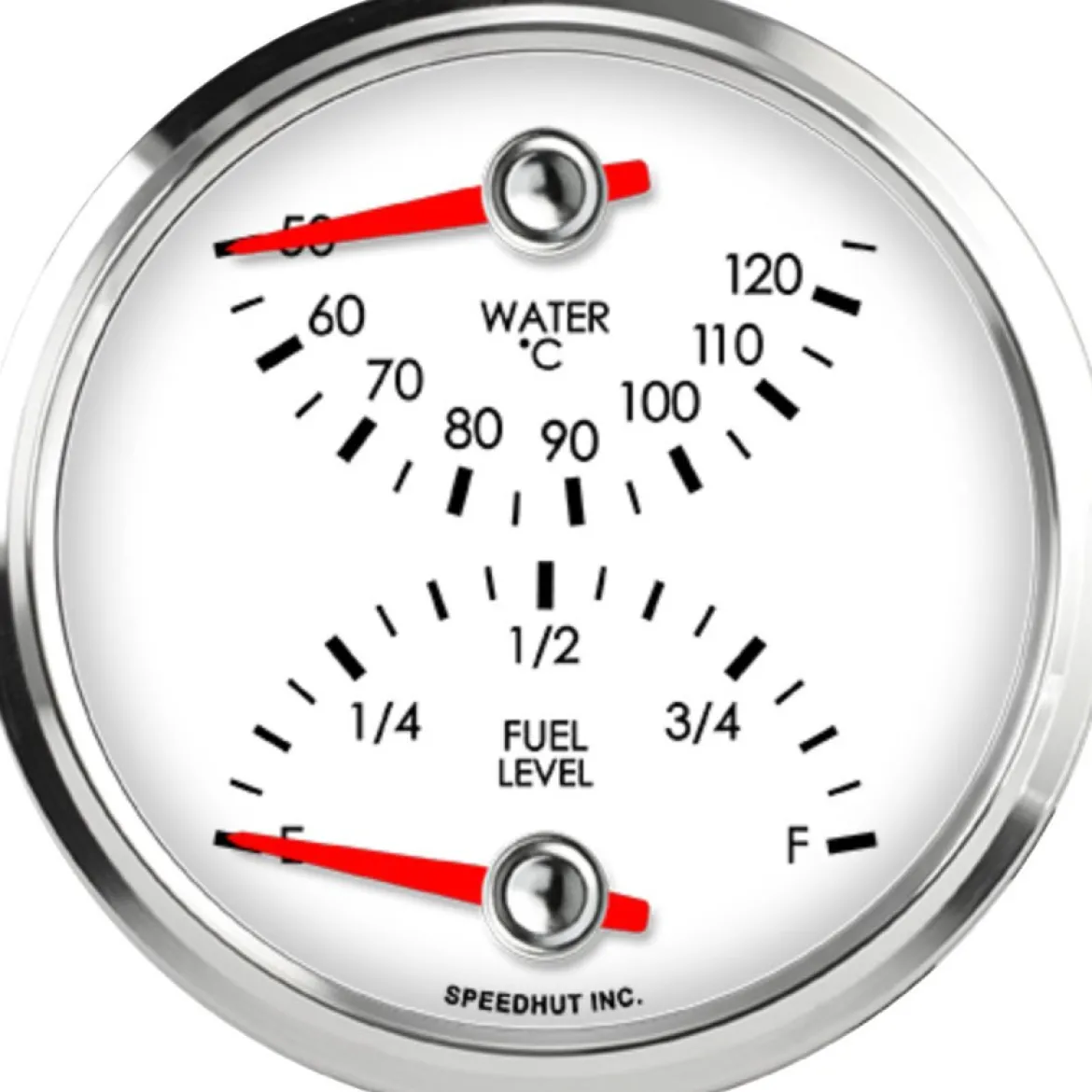 Speedhut 3-3/8" Cels Water Temp / Fuel Level (top/bot) (L3-DG8-LEG)