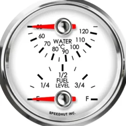 Speedhut 2-5/8" Cels Water Temp / Fuel Level (top/bot) (L25-DG8-LEG)
