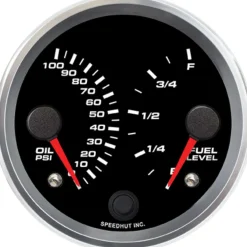 Speedhut 3-3/8" Oil PSI / Fuel Level Dual Gauge (R3-DG18-REV)