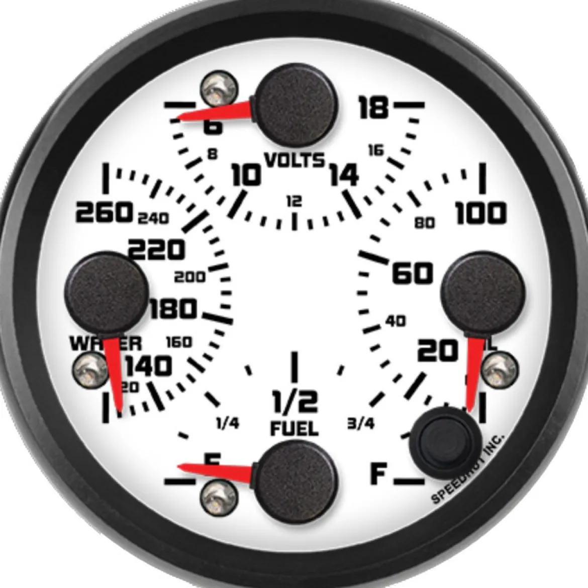 Speedhut 3-3/8" Street XL Water Temp/Volt/OilPSI/Fuel Lev (R3-QG2-SXL)