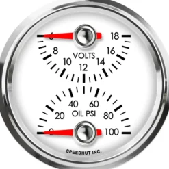 Speedhut 2-5/8" Volts / Oil PSI Gauge (top/bot) (L25-DG13-LEG)