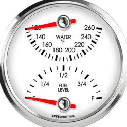 Speedhut 3-3/8" Water Temp / Fuel Level Gauge (top/bot) (L3-DG3-LEG)