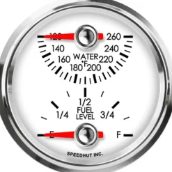 Speedhut 2-5/8" Water Temp / Fuel Level Gauge (top/bot) (L25-DG3-LEG)