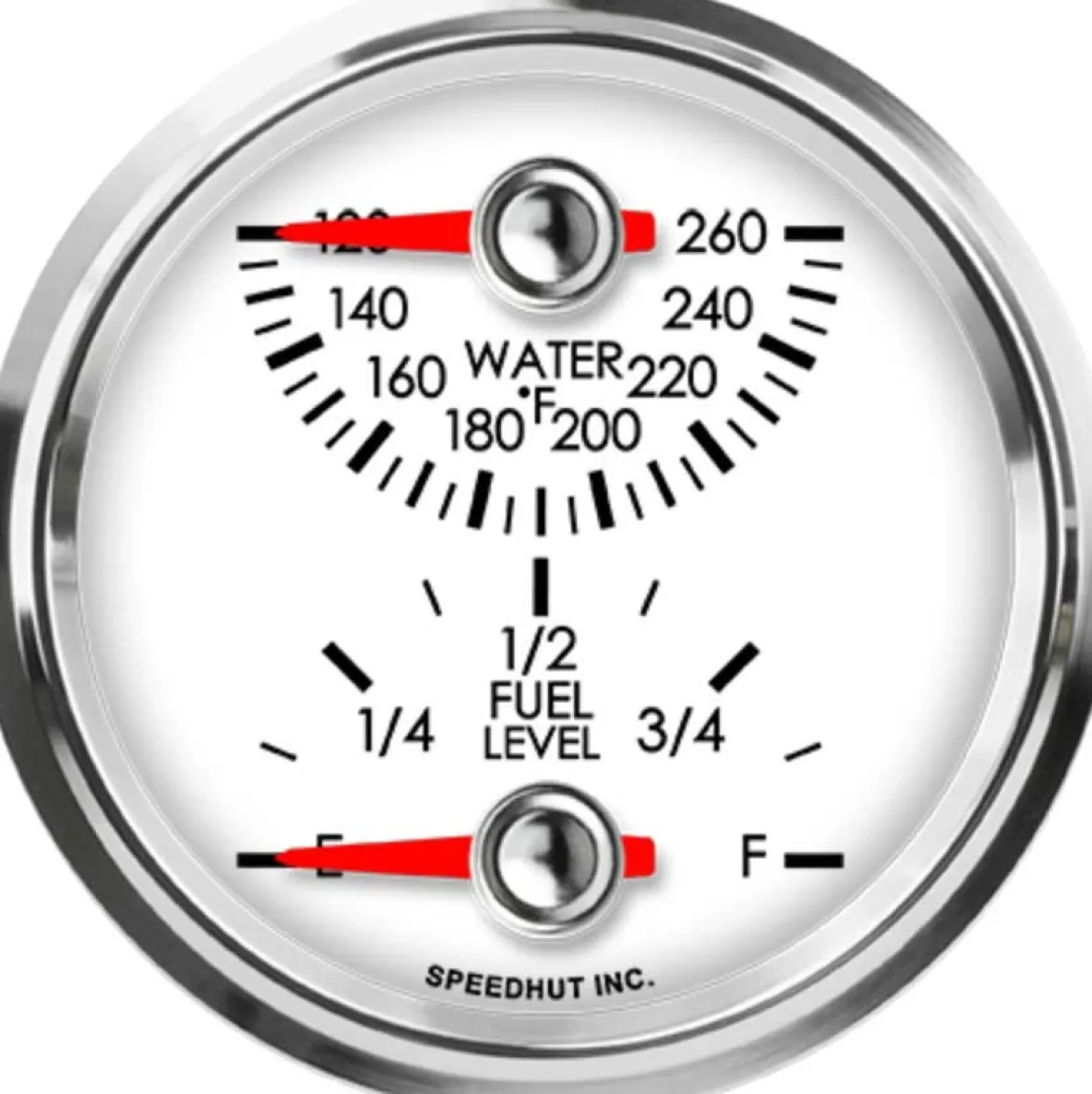 Speedhut 2-5/8" Water Temp / Fuel Level Gauge (top/bot) (L25-DG3-LEG)