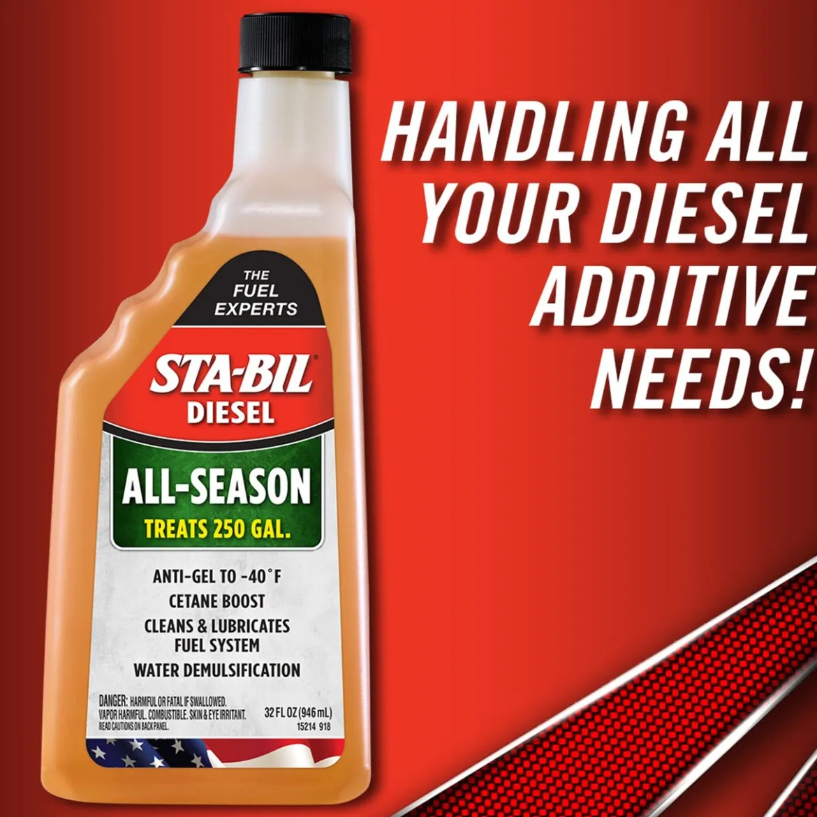 Sta-Bil Diesel All-Season - Anti-Gel Lubrication - Cetane Boost, 32 Oz. (15214)