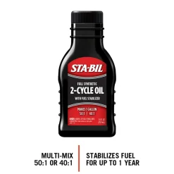 Sta-Bil Full Synthetic 2-Cycle Oil - With Fuel Stabilizer, 2.6 Fl. Oz. (22403)
