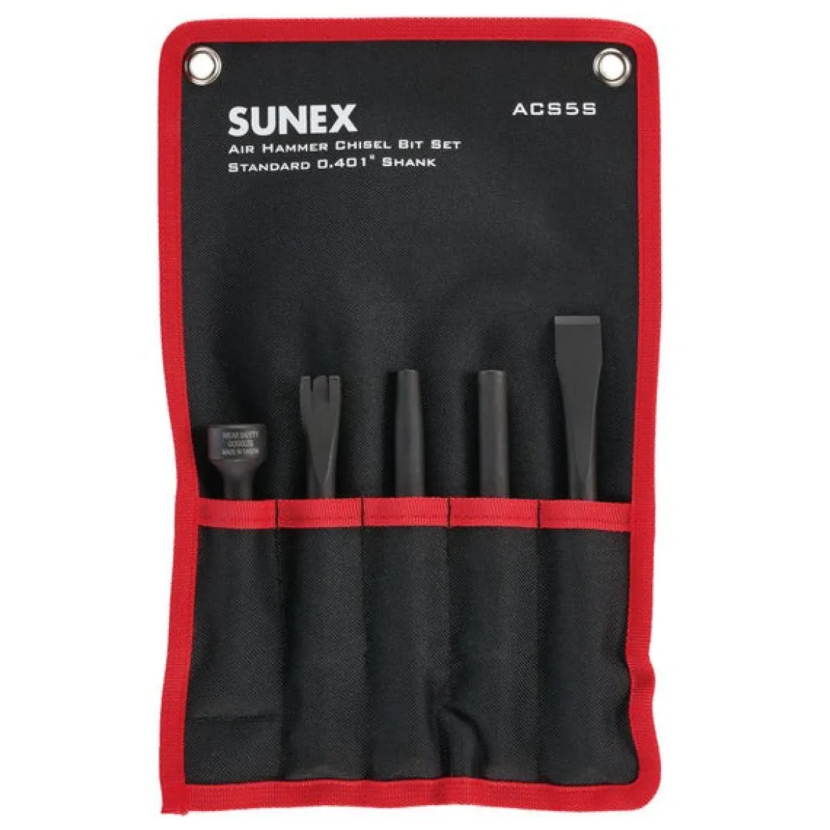 Sunex Tools 5-Piece Standard Air Hammer Chisel Set in Tool Roll (ACS5S)