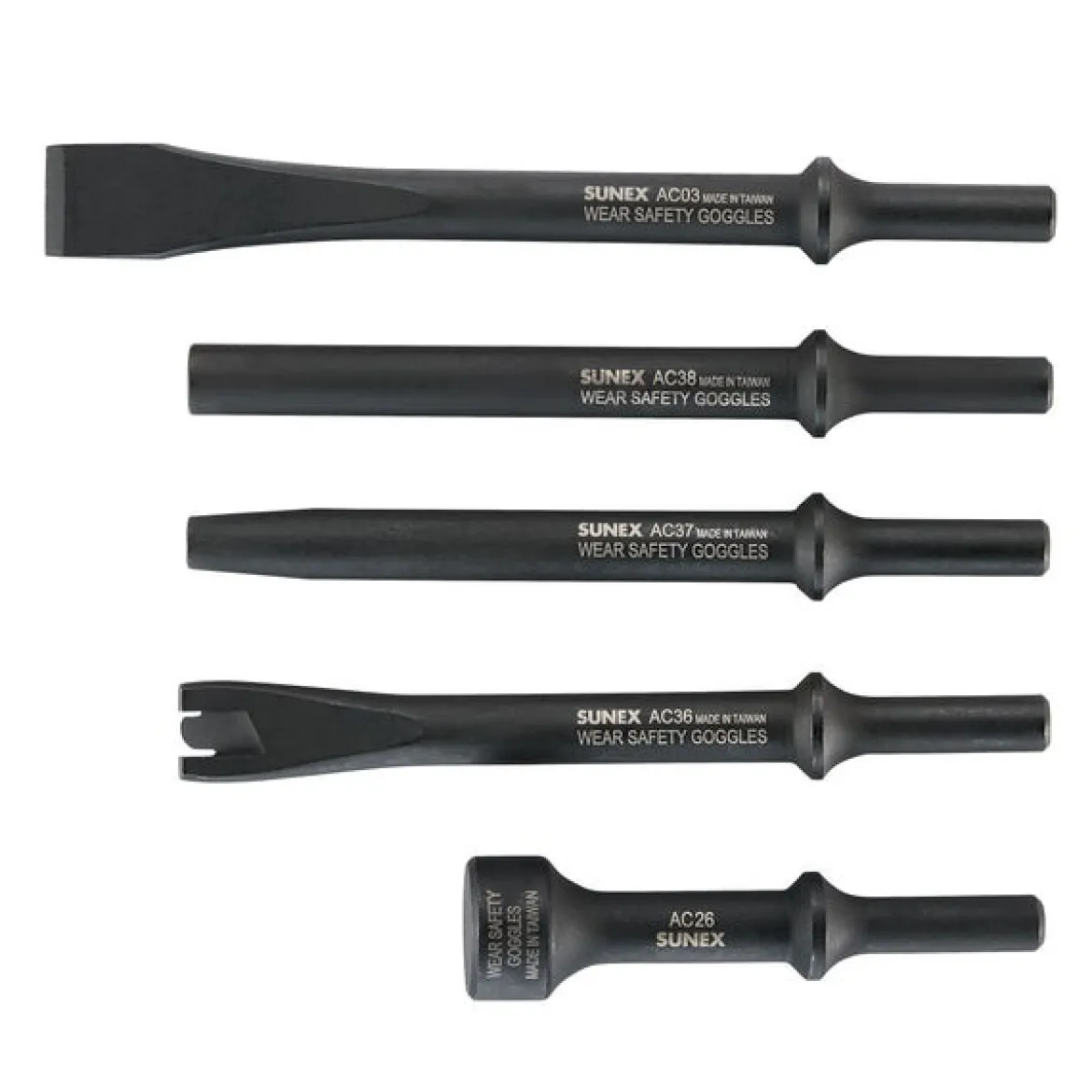 Sunex Tools 5-Piece Standard Air Hammer Chisel Set in Tool Roll (ACS5S)