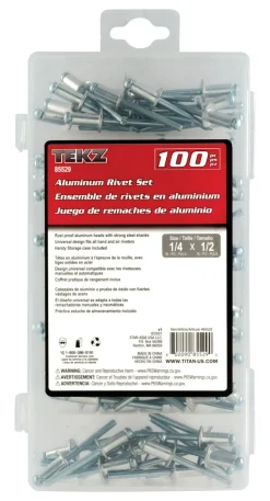 Titan Tools Aluminum/Steel Rivet Set 1/4" x 1/2" 100-Piece (85529)