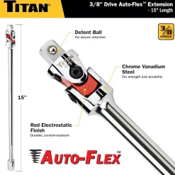Titan Tools Auto Flex Universal Joint Extension Adapter - 3/8" X 15" (68125)