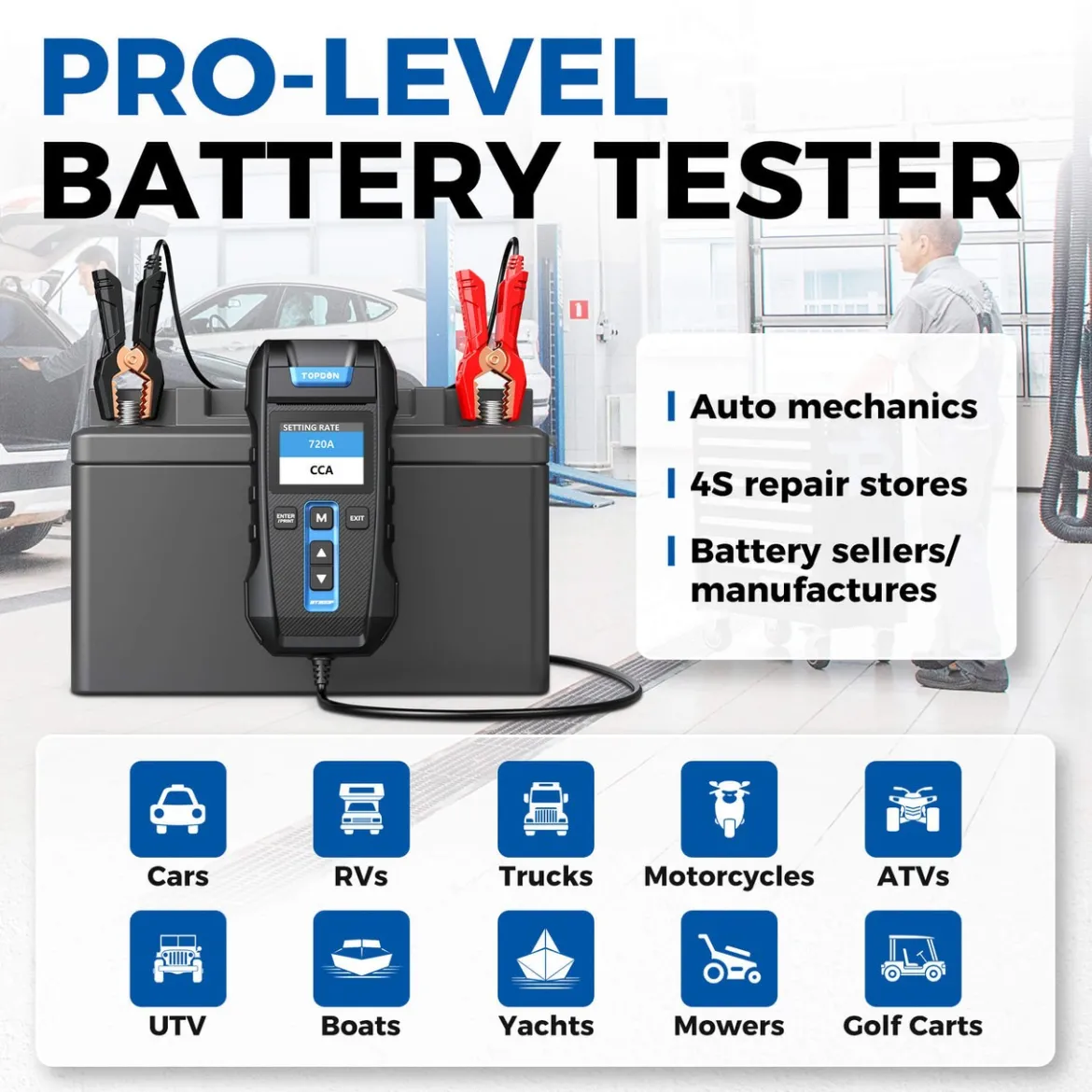 TopDon Bt300P Battery, Charging & Cranking System Tester w/Printer (TD52110048)