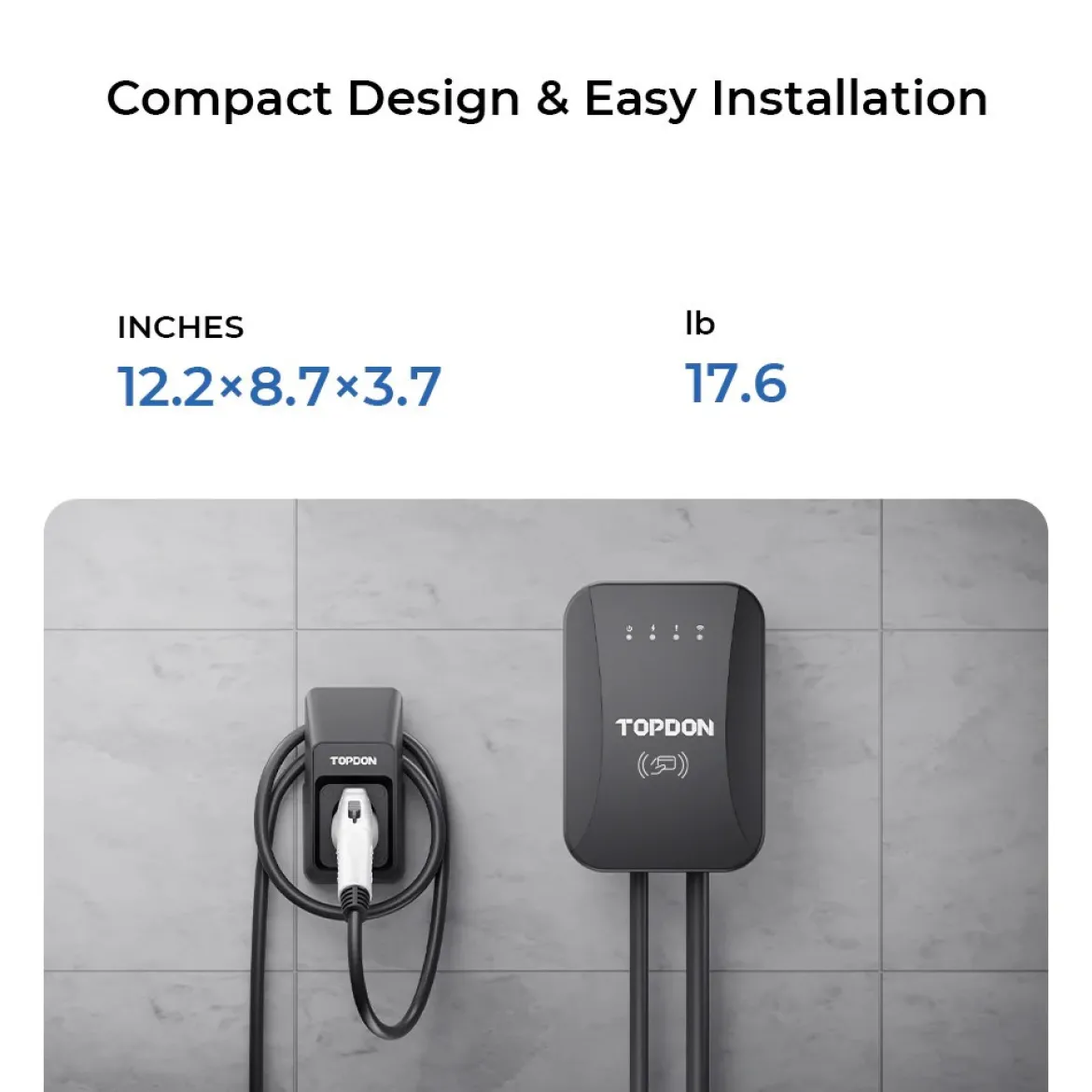 TOPDON PulseQ Smart Home Electric Car EV Charger, SAE J1772, 240V (TD52130117)