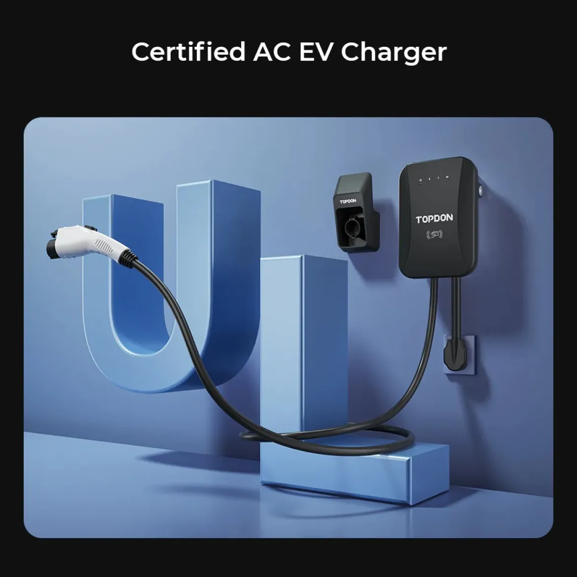 TOPDON PulseQ Smart Home Electric Car EV Charger, SAE J1772, 240V (TD52130117)