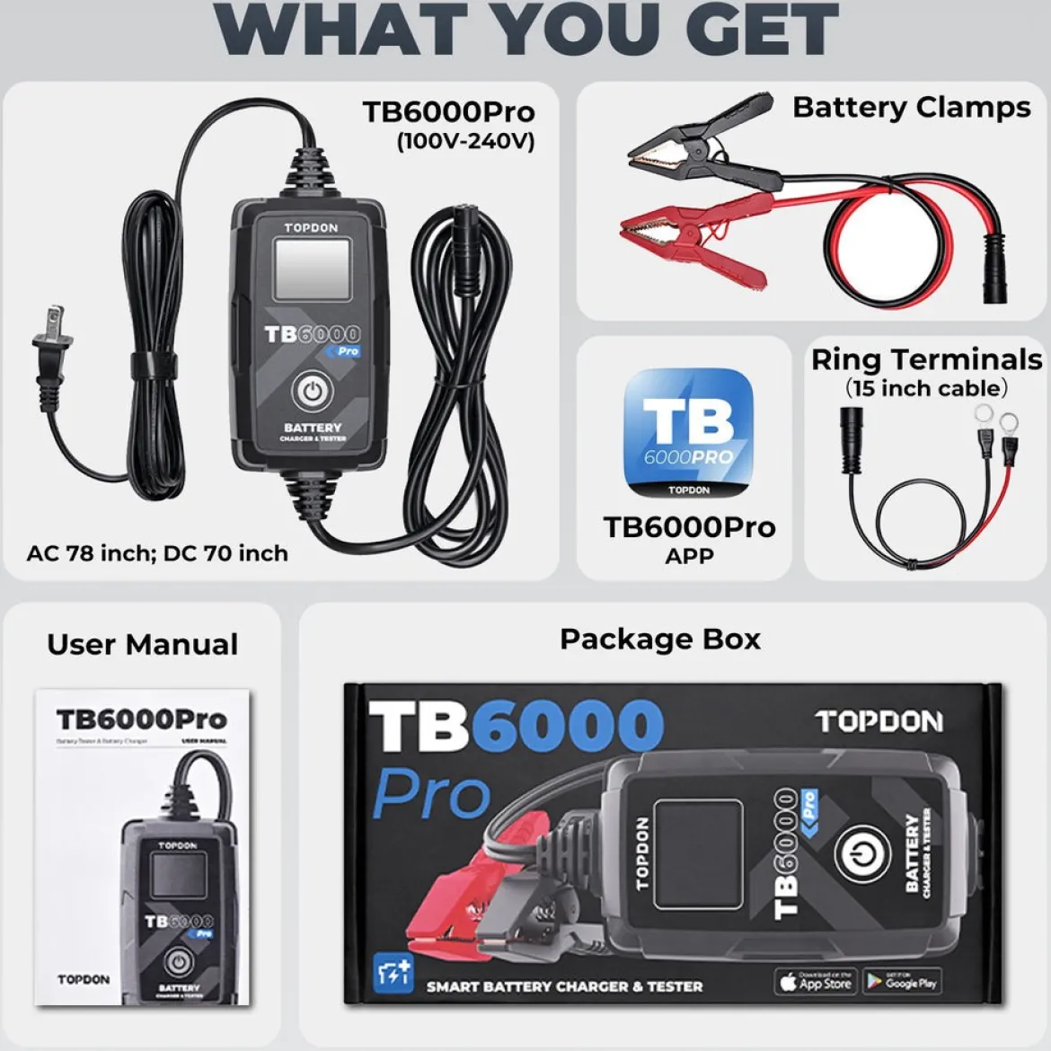 TOPDON TB6000 Pro Smart Car Battery Charger and Tester (TD52130091)