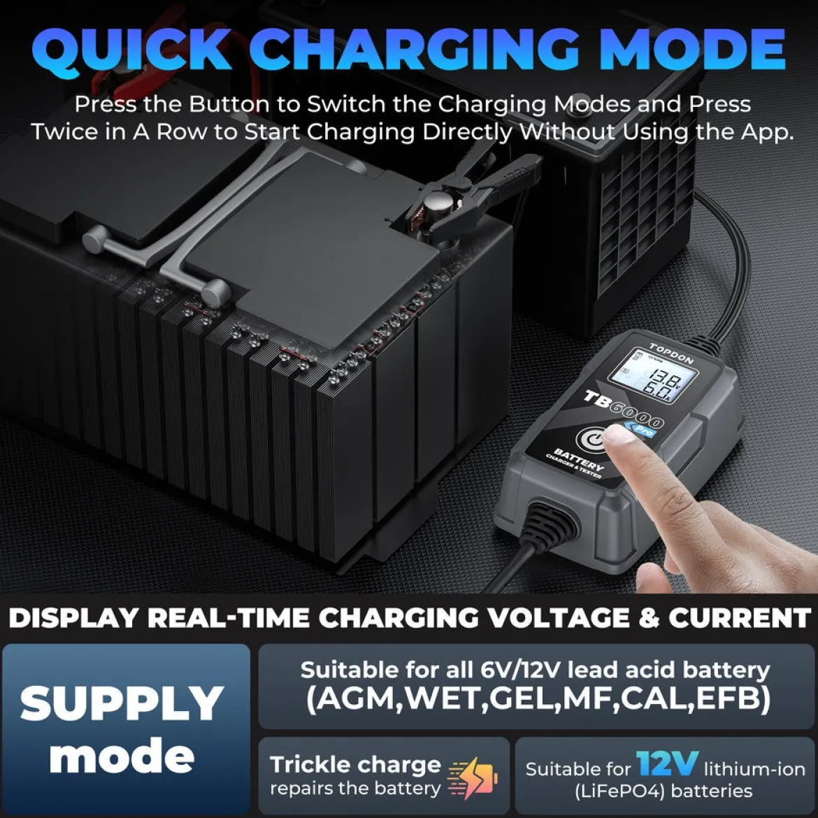 TOPDON TB6000 Pro Smart Car Battery Charger and Tester (TD52130091)
