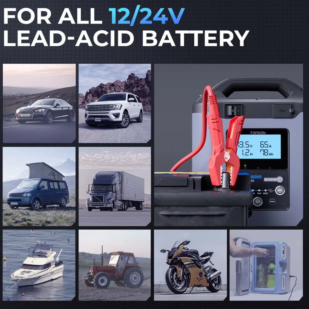 TOPDON USA Tornado 90000 Professional-Grade Smart Battery Charger (TD52130061) + Free Tool