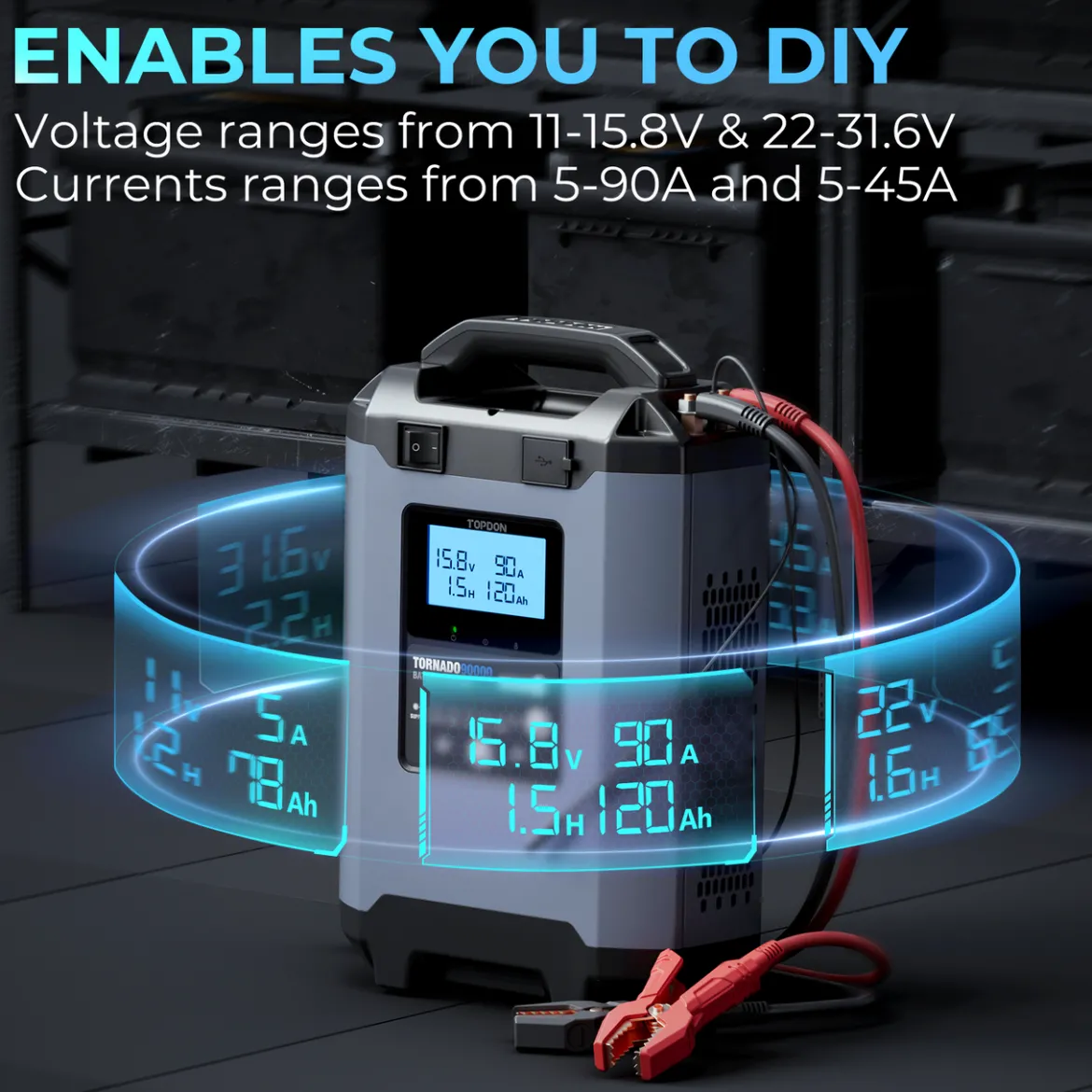 TOPDON USA Tornado 90000 Professional-Grade Smart Battery Charger (TD52130061) + Free Tool