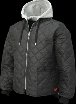 Tough Duck Men's Quilted Hooded Freezer Jacket with Diamond Quilt (WJ261-BLACK)