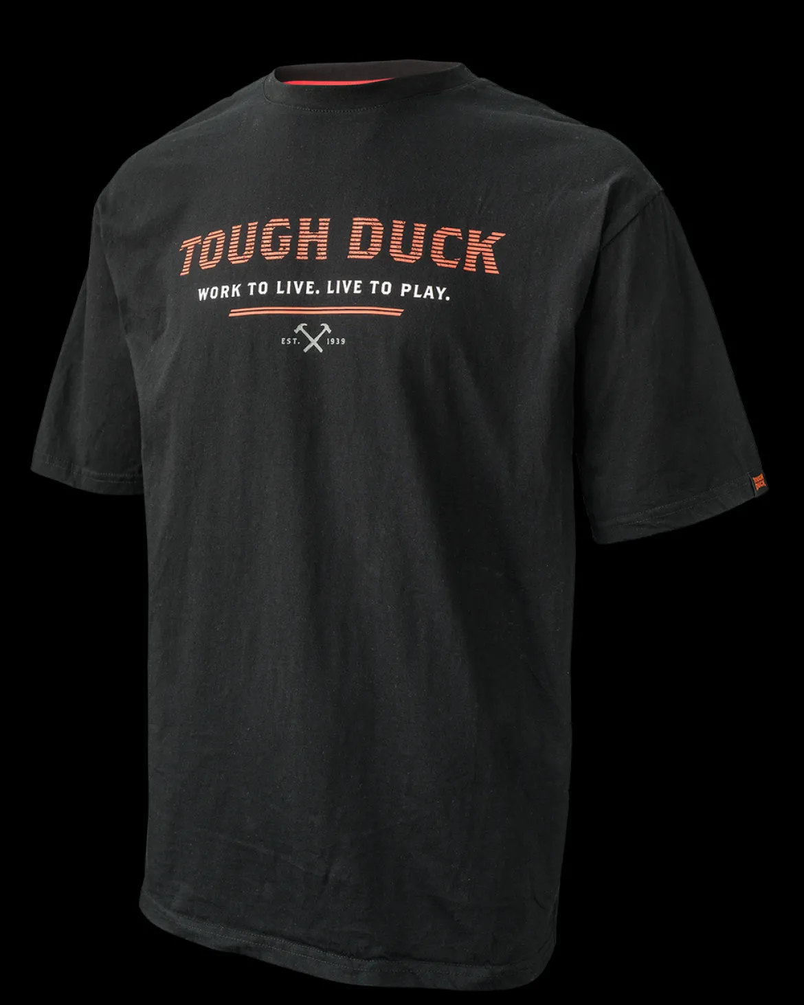 Tough Duck Men's Rib-Knit Crew Neck Collar Logo T-Shirt (WT081, WT082)