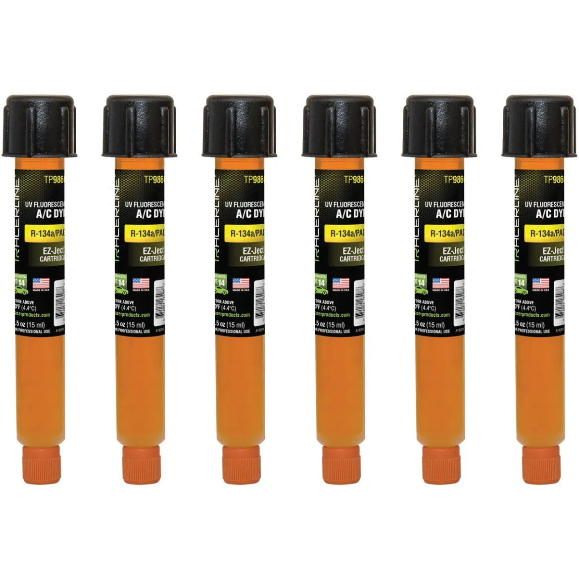 Tracerline 6pc 0.5oz EZ-Ject R-134a/PAG Cartridges (TP9860-P6)