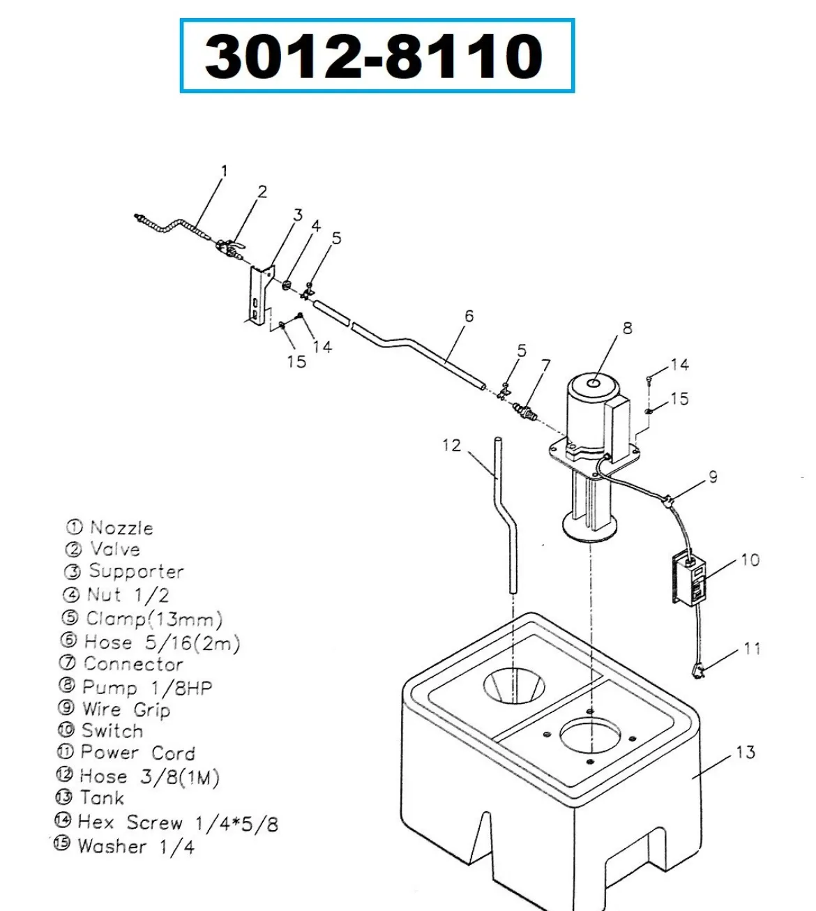 VERTEX 3 GALLON COOLANT PUMP KIT (3012-8110)