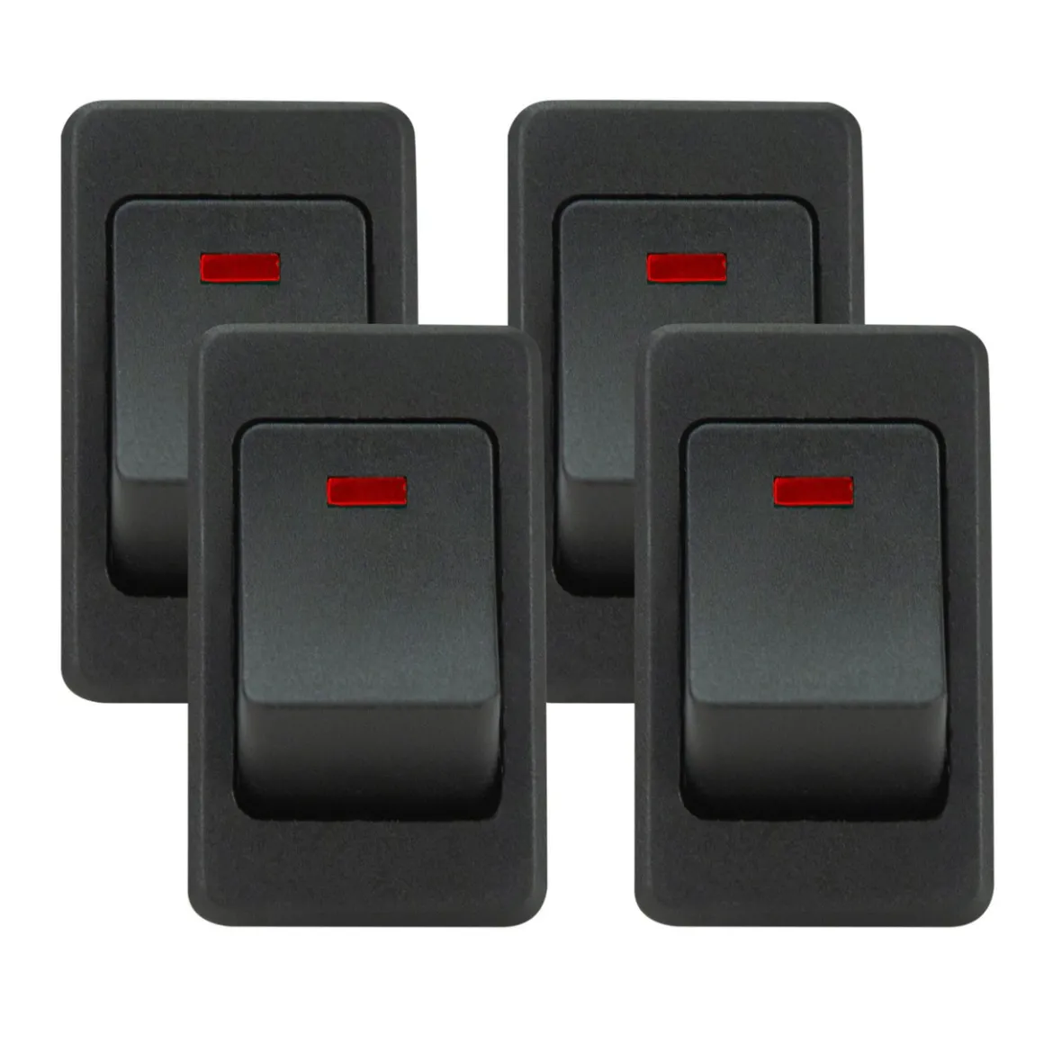 VIAIR Red LED Rocker Switch No-Logo 35A 12V Four-Pack (90126)