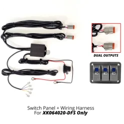 XKGLOW 3 Button Switch Panel + 2 Output Wire for Beam Fog Strobe Combo (XK064-WIRE-3OP)