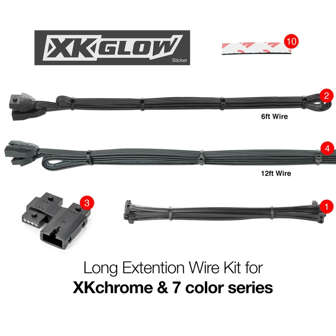 XKGLOW Car Extension Wire Kit XKchrome & 7 Color Add-On (XK-4P-WIRE-KIT-CAR)