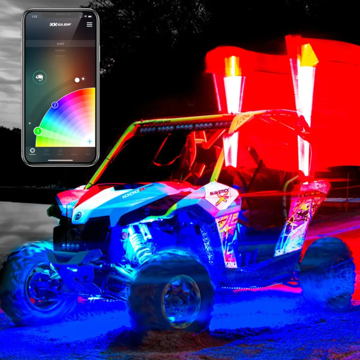 XKGLOW Dual Mode Dash Mount Controller 2nd Gen XKchrome App Control LED Whip Light Kit