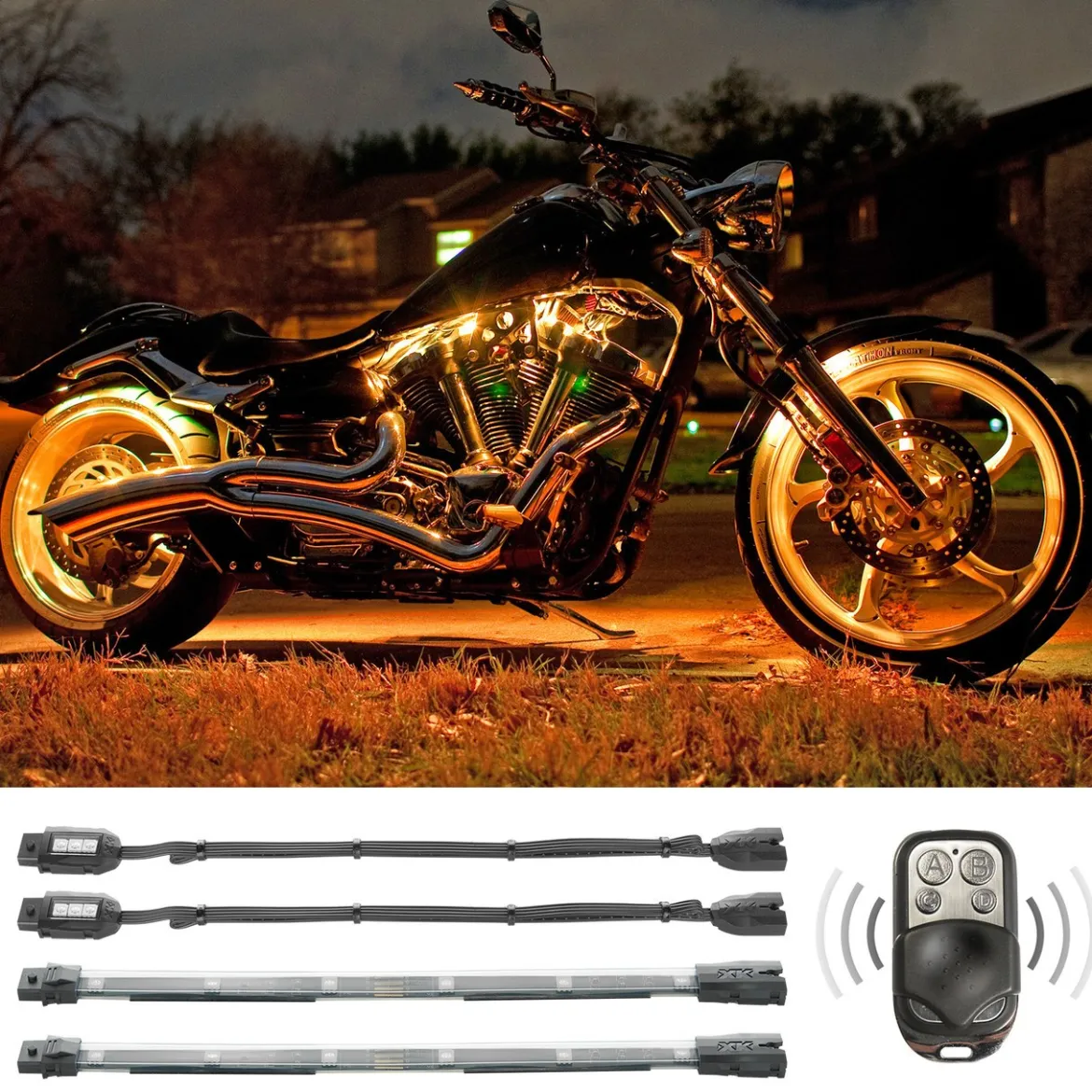 XKGLOW Motorcycle Multi-Color LED Accent Light Kit w/ Remote Key Fob