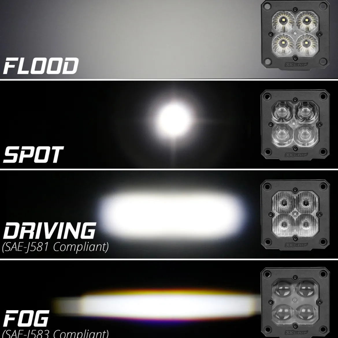XKGLOW 2pc Flush Mount XKchrome 20w LED Cube Light w/ RGB Accent Light Kit & Controller