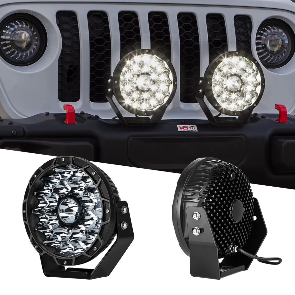 XKGLOW 2pc 9in 110W Combo Beam Offroad Round Work Light Kit (XK066009)