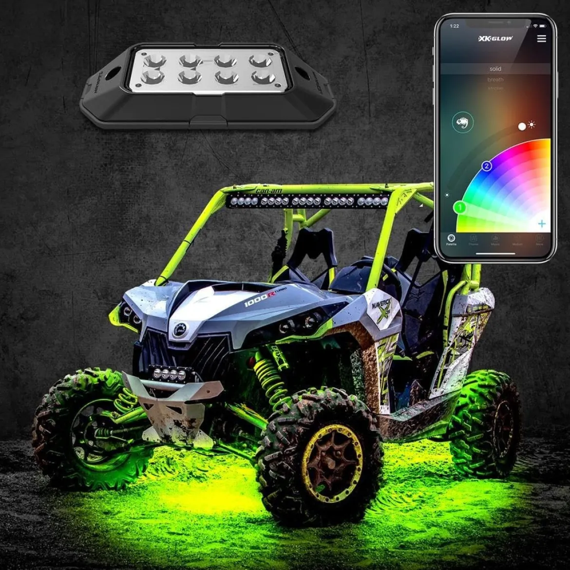 XKGLOW 8pc 6W LED Rock Light Kit with Dual-Mode Controller (XK-ROCK-ADV-DM)