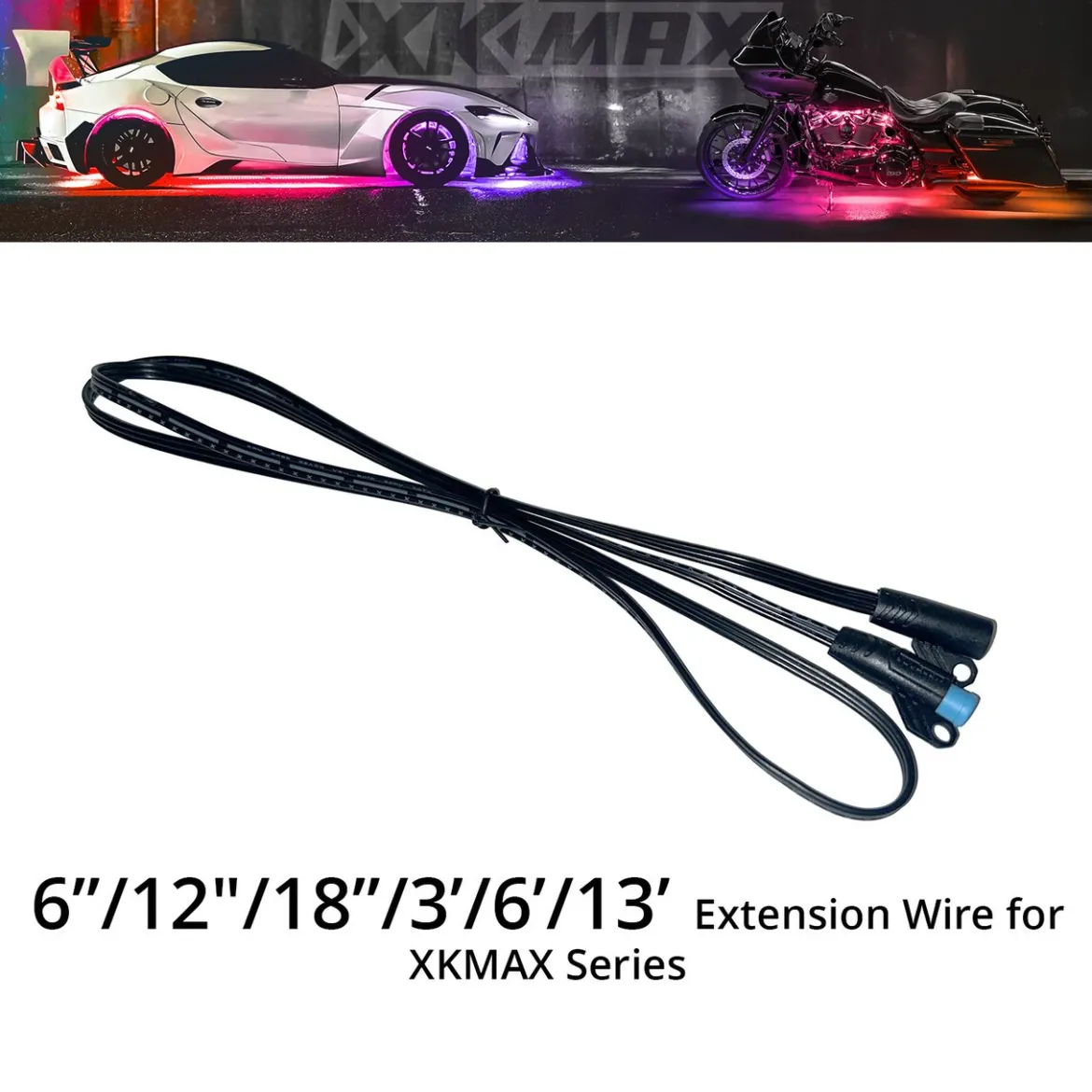 XKGLOW XKmax 3pin Extension Wire (MX-WIRE-6, MX-WIRE-12, MX-WIRE-18, MX-WIRE-3FT, MX-WIRE-6FT, MX-WIRE-13FT)