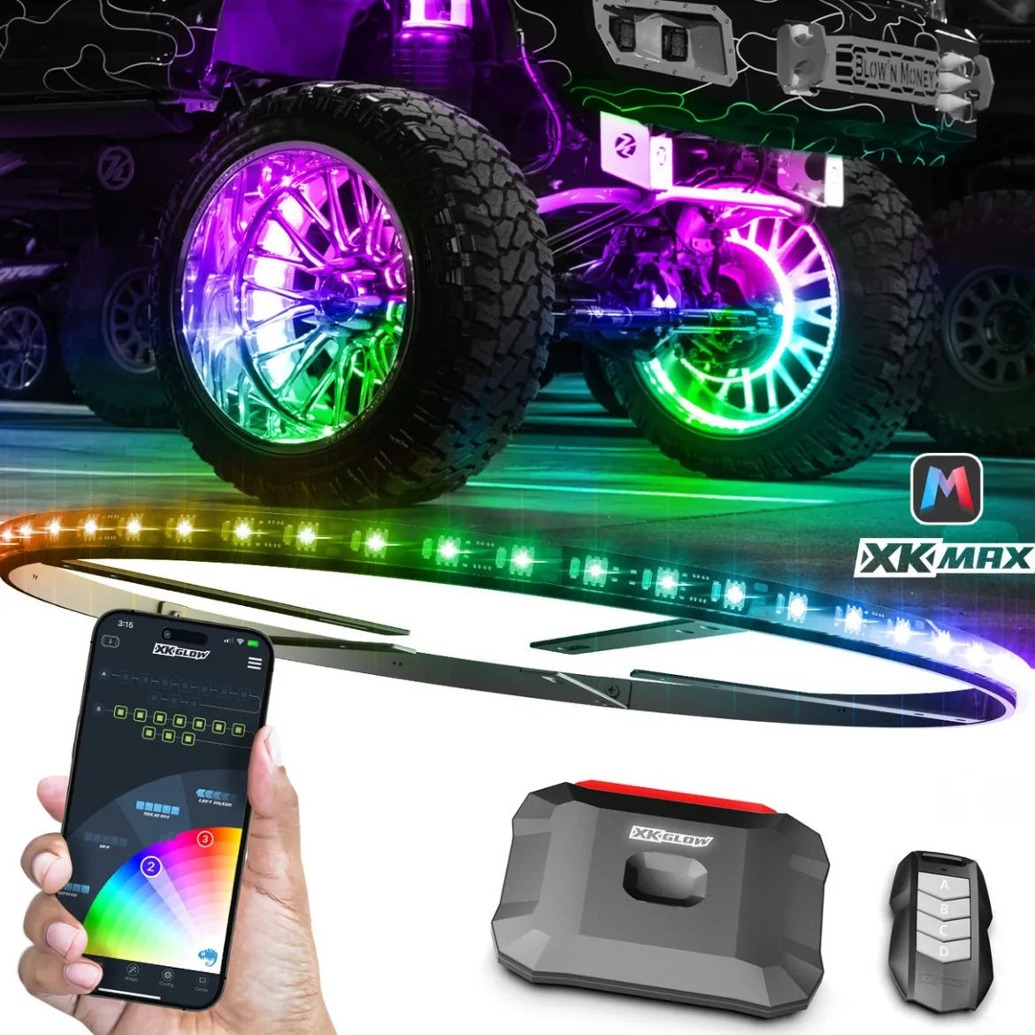 XKGLOW XKmax RGBW LED Wheel Ring Light Kit Chasing Color App Control (MX-WHEEL-KIT)