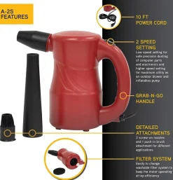 XPOWER A-2S Cyber Duster Multipurpose Powered Air Duster Blower (A-2S-Red)