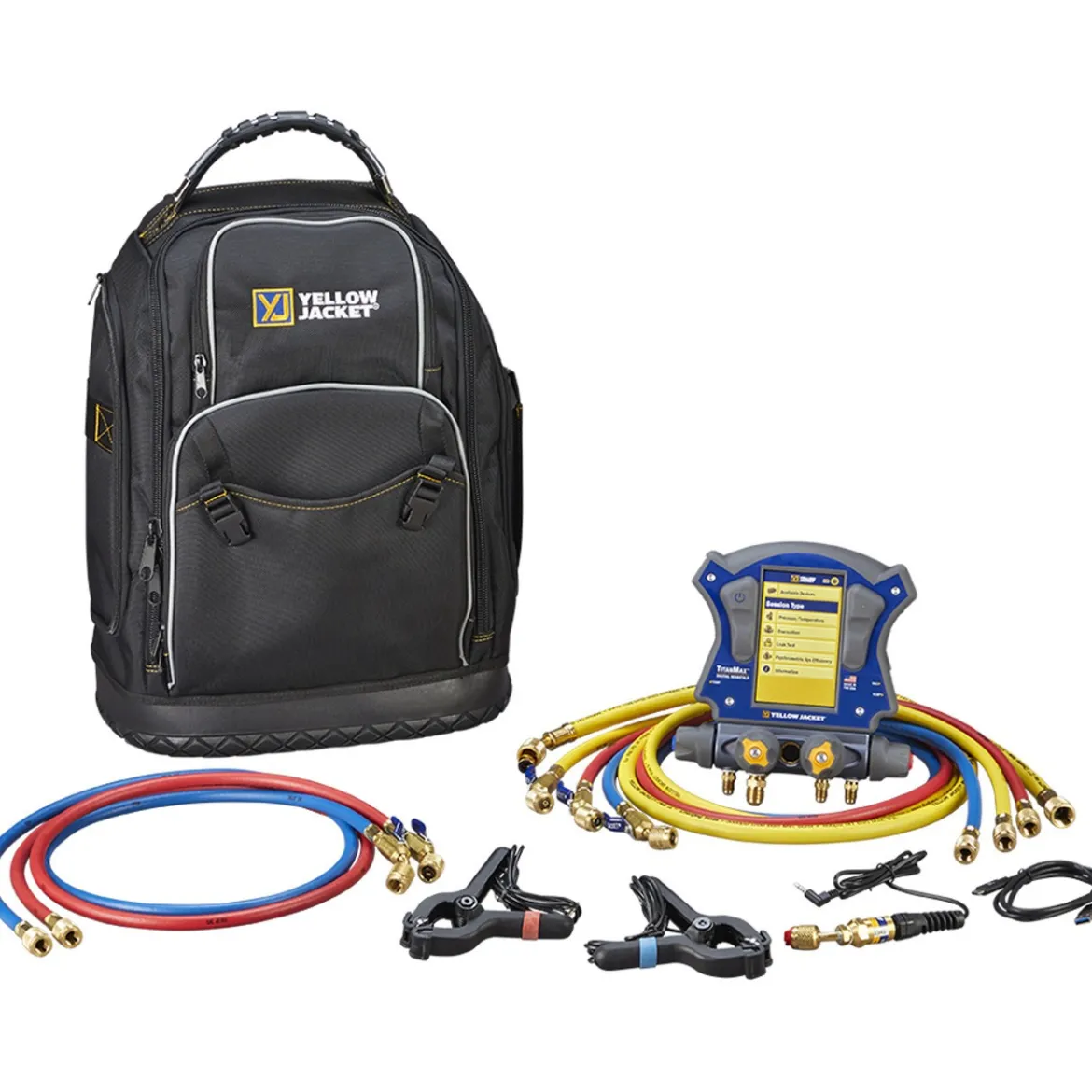 Yellow Jacket Digital Manifold Backpack Kit With Set Of 6 Plus Ii Hoses (40885)