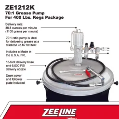 Zeeline 70:1 Grease Pump For 400 Lbs. Kegs Package (ZE1212K)