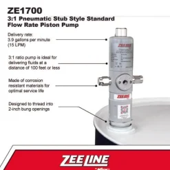 Zeeline 3:1 Pneumatic Stub Style Standard Flow Rate Piston Pump (ZE1700)