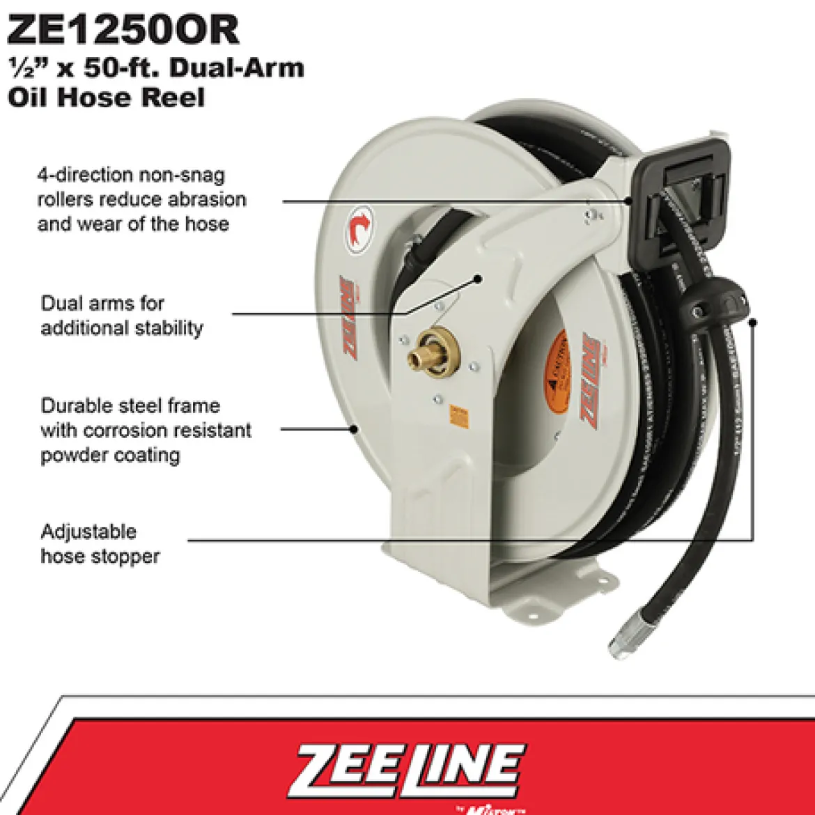 Zeeline 50-Ft. Dual-Arm Oil Hose Reel (ZE1250OR)