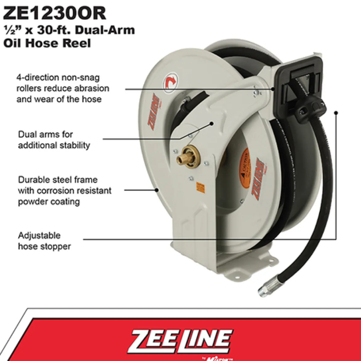 Zeeline 30-Ft. Dual-Arm Oil Hose Reel (ZE1230OR)